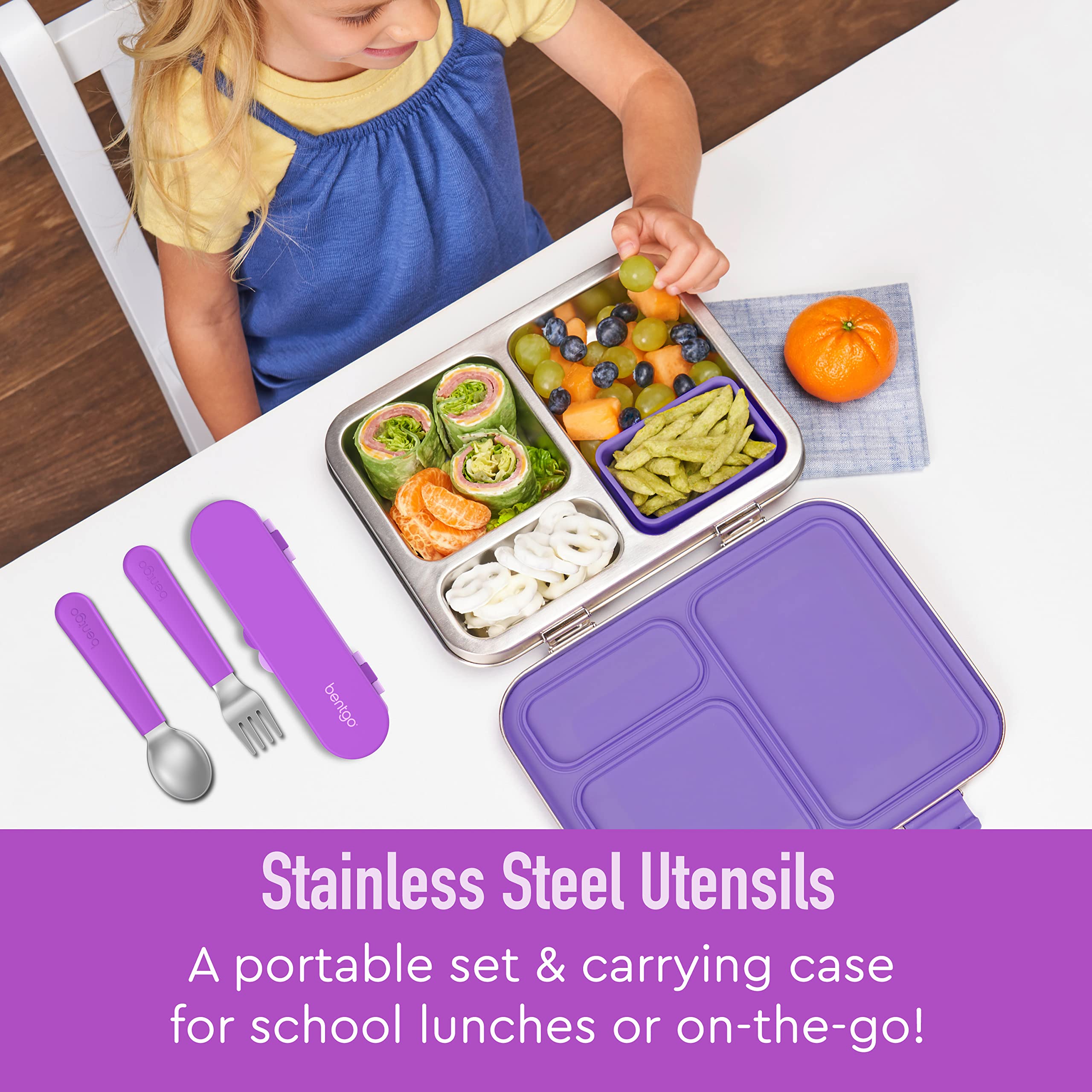 Foto 2 | Juego De Utensilios Bentgo Kids De Acero Inoxidable Con Funda De Almacenamiento - Venta Internacional.