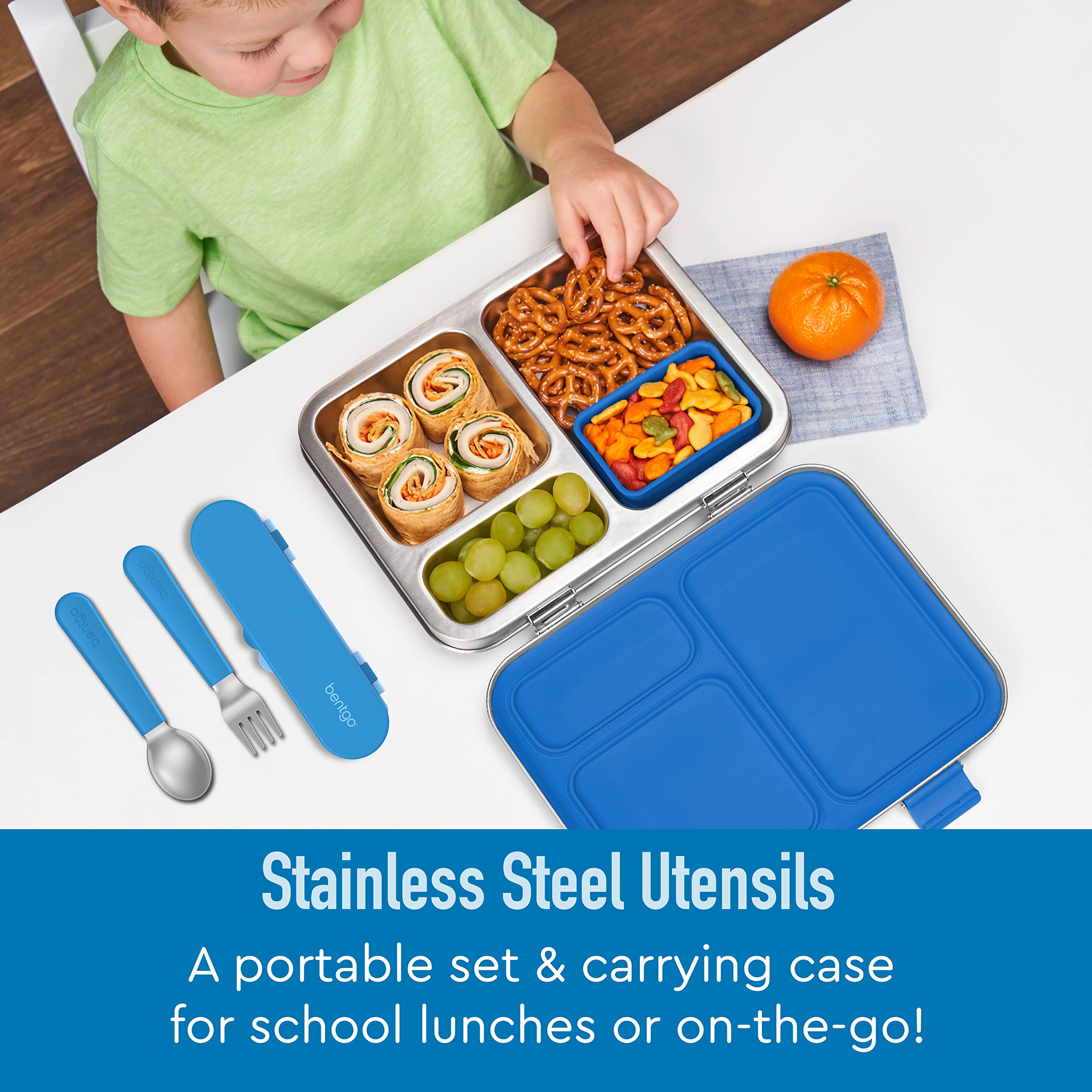 Foto 2 | Juego De Utensilios Bentgo Kids De Acero Inoxidable Con Estuche De Almacenamiento Azul - Venta Internacional.