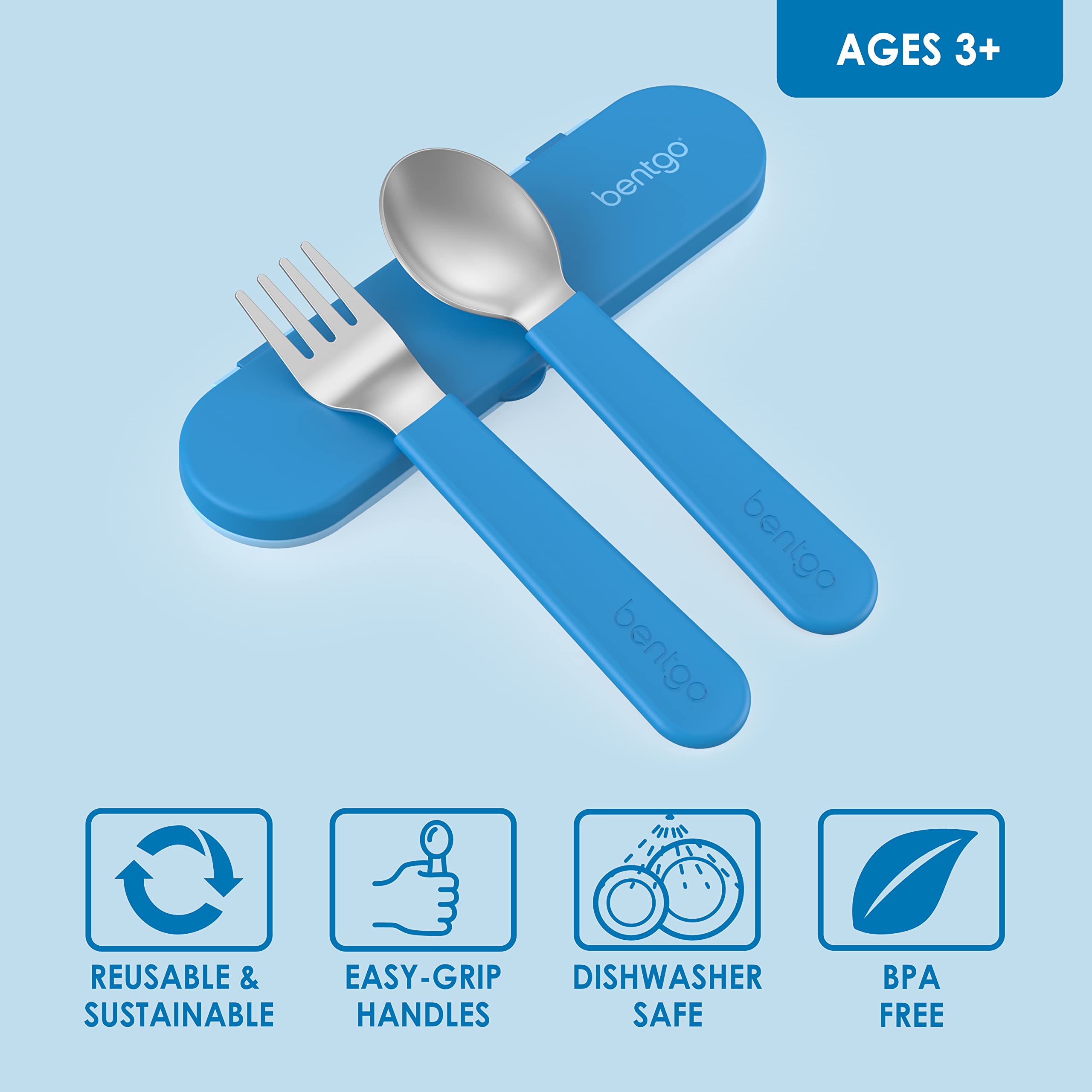 Foto 4 pulgar | Juego De Utensilios Bentgo Kids De Acero Inoxidable Con Estuche De Almacenamiento Azul - Venta Internacional.