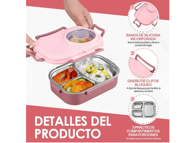 Foto 6 pulgar | Bento Box Fiambrera Acero Inoxidable Lunchera Escolar