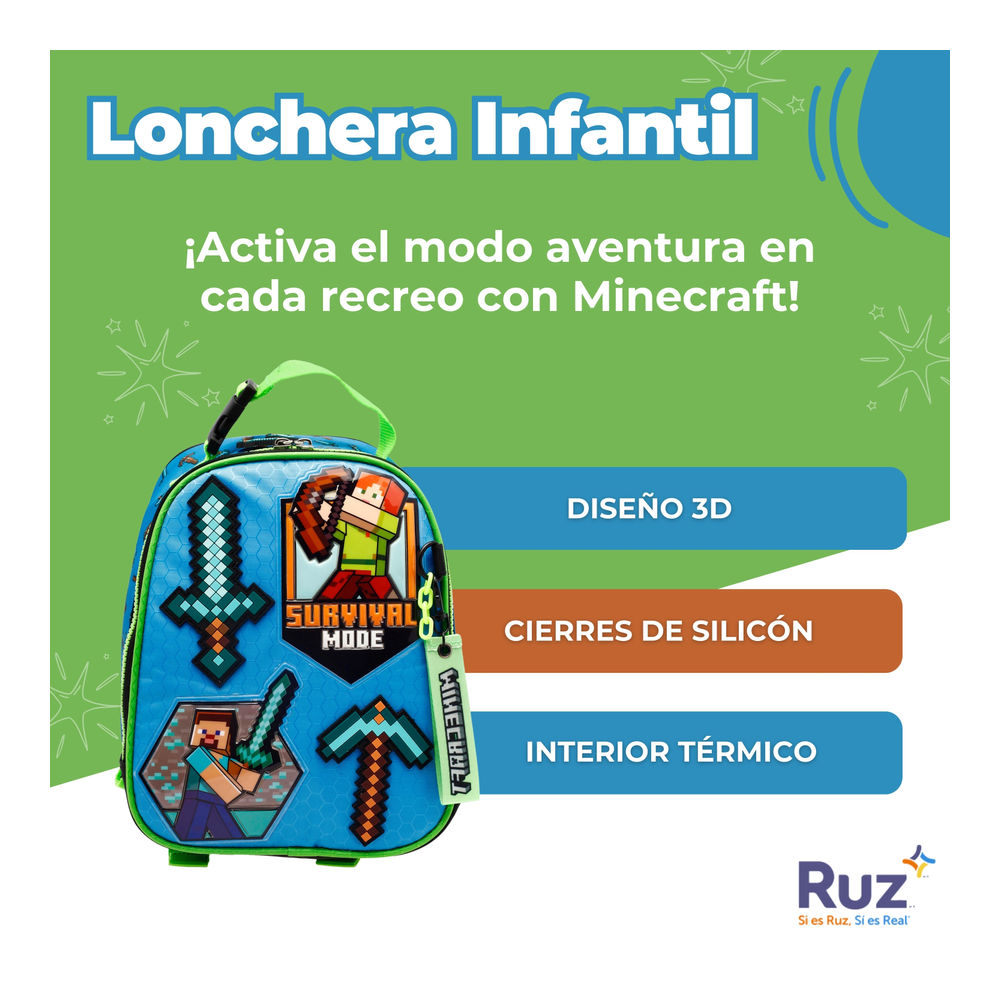 Foto 4 pulgar | Lonchera Infantil Microsoft Minecraft 4 L