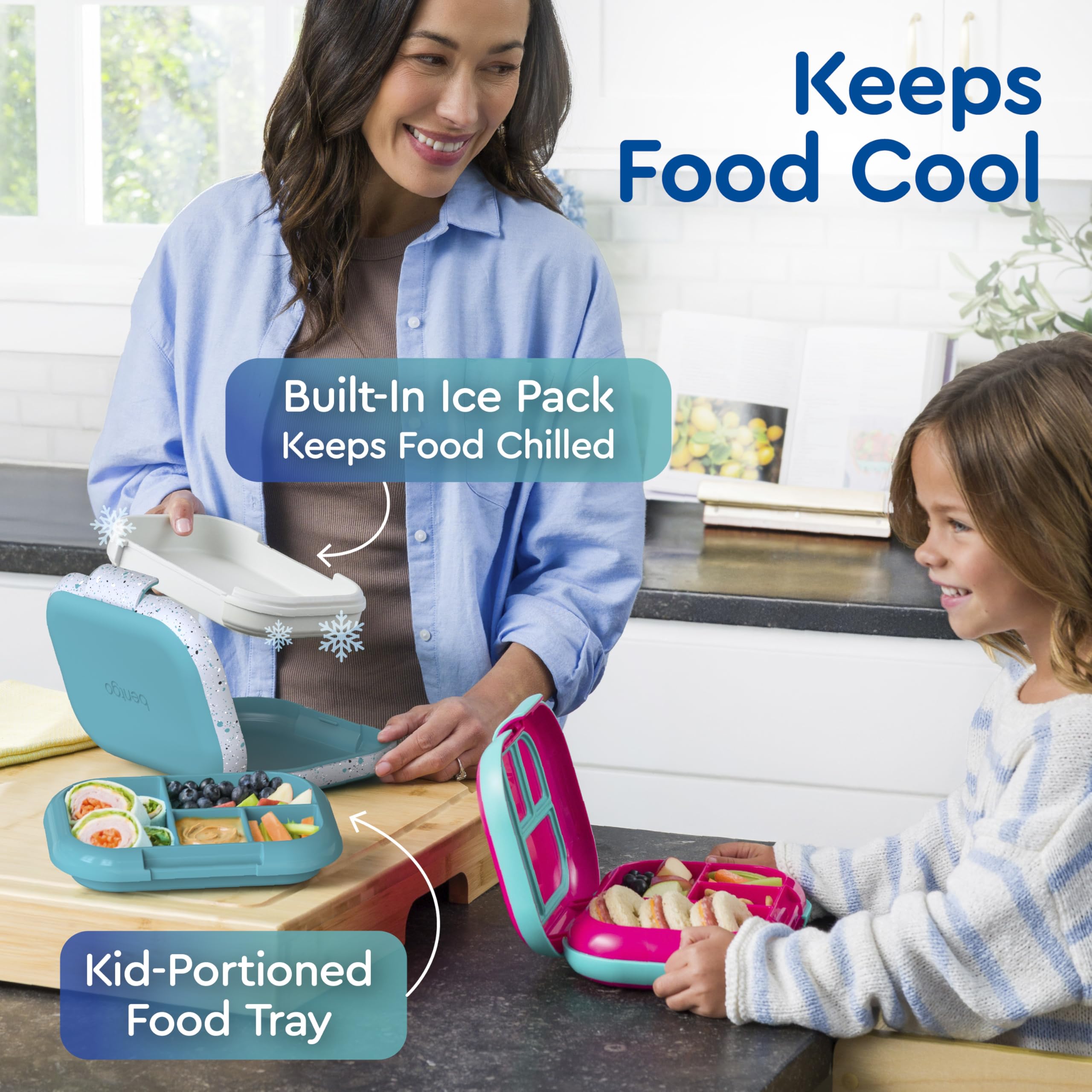Foto 2 | Fiambrera Bentgo Chill Kids De 4 Compartimentos Con Bolsa De Hielo, Color Verde Azulado - Venta Internacional.
