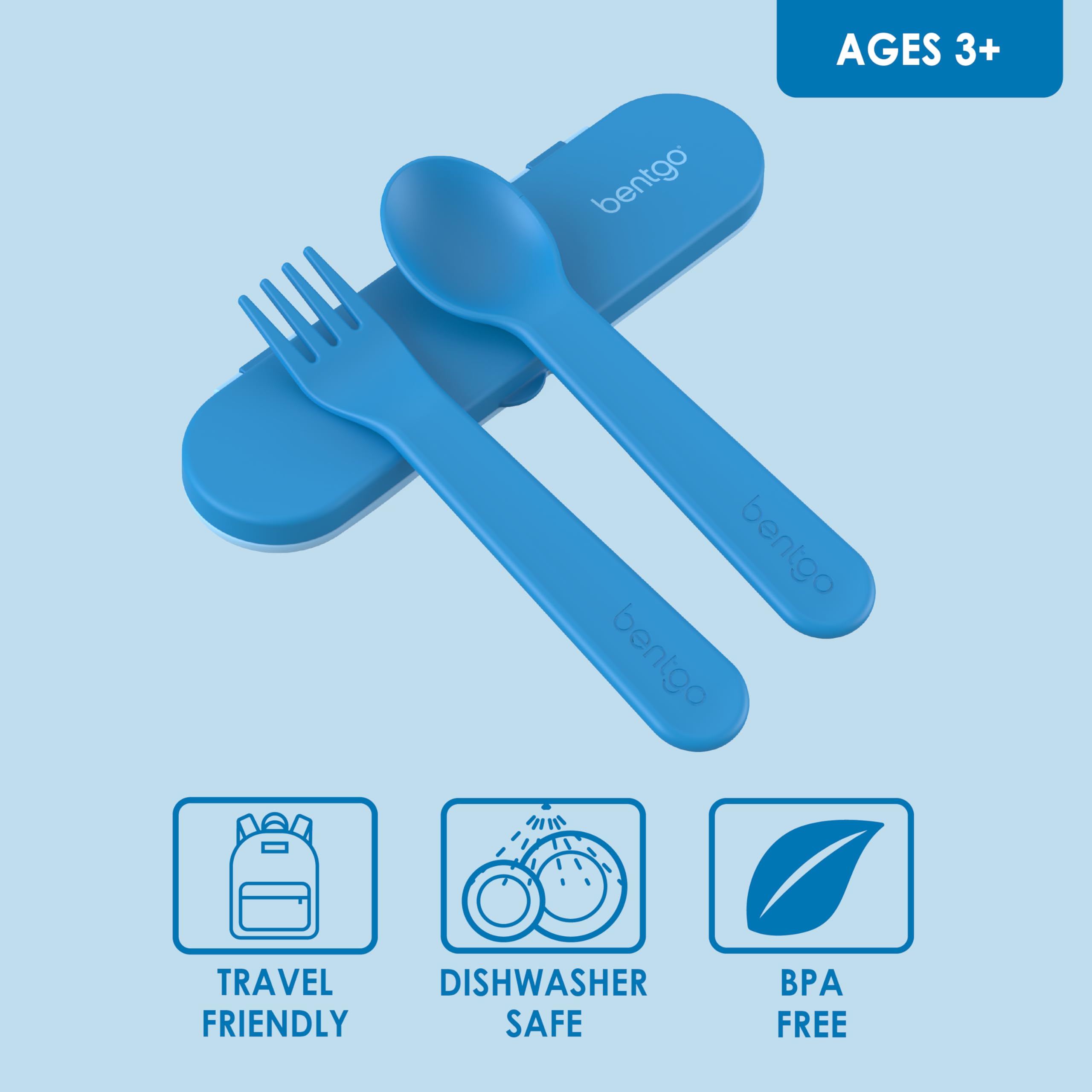 Foto 4 pulgar | Juego De Utensilios Bentgo Kids De Plástico Reutilizable Con Funda De Almacenamiento, Color Azul - Venta Internacional.