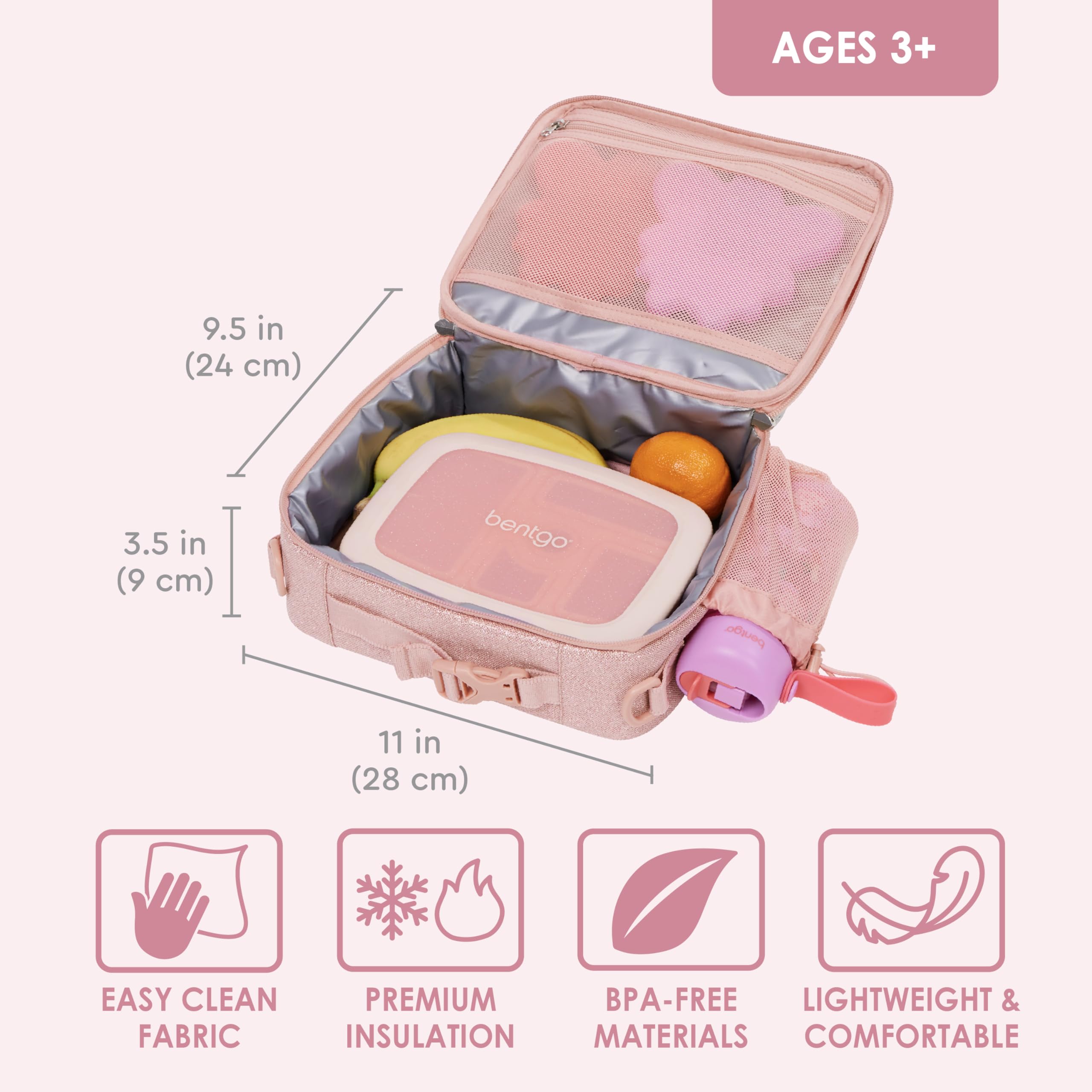 Foto 4 pulgar | Bolsa De Almuerzo Bentgo Kids Glitter Edition Petal Pink Para Niños De Más De 3 Años - Venta Internacional.