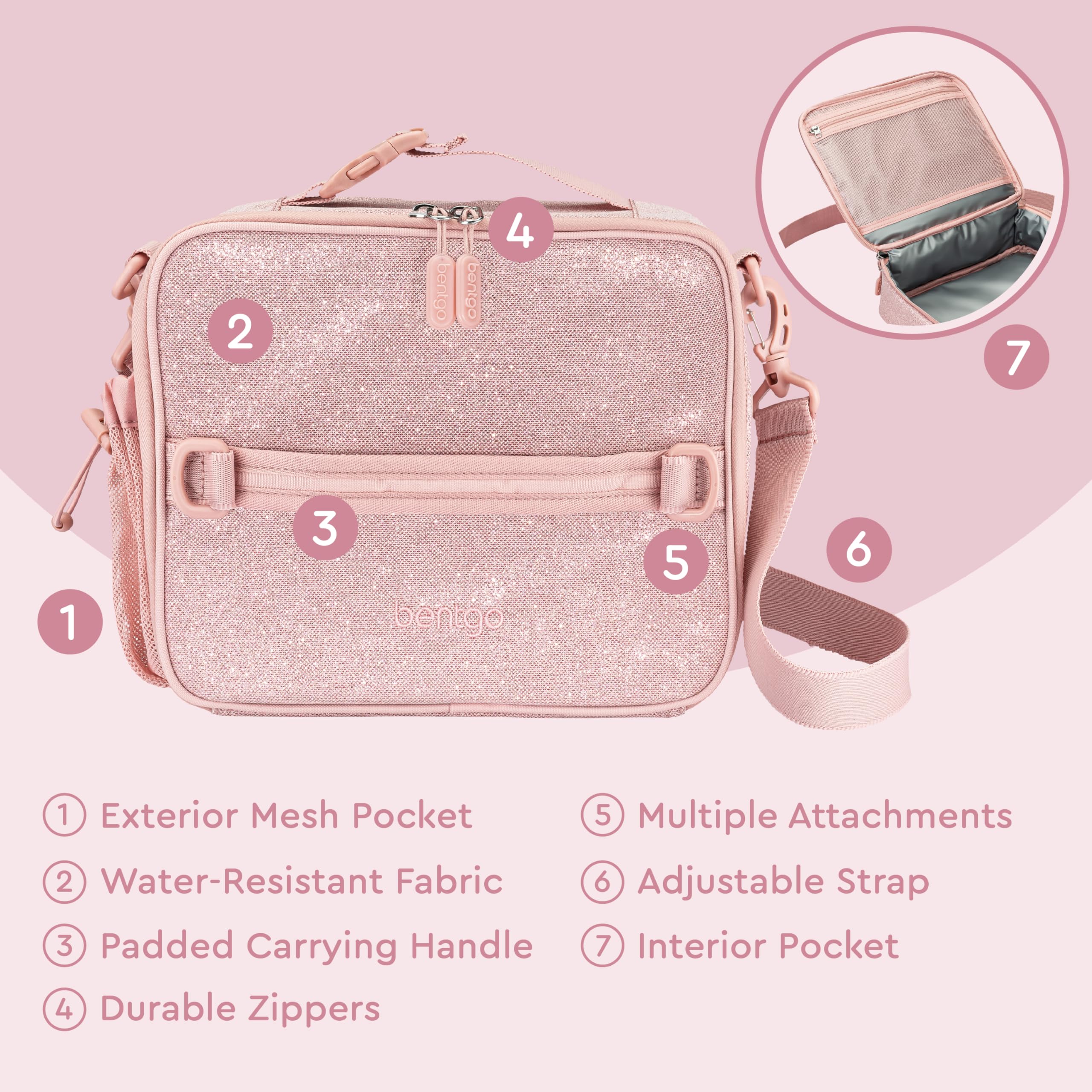 Foto 5 pulgar | Bolsa De Almuerzo Bentgo Kids Glitter Edition Petal Pink Para Niños De Más De 3 Años - Venta Internacional.