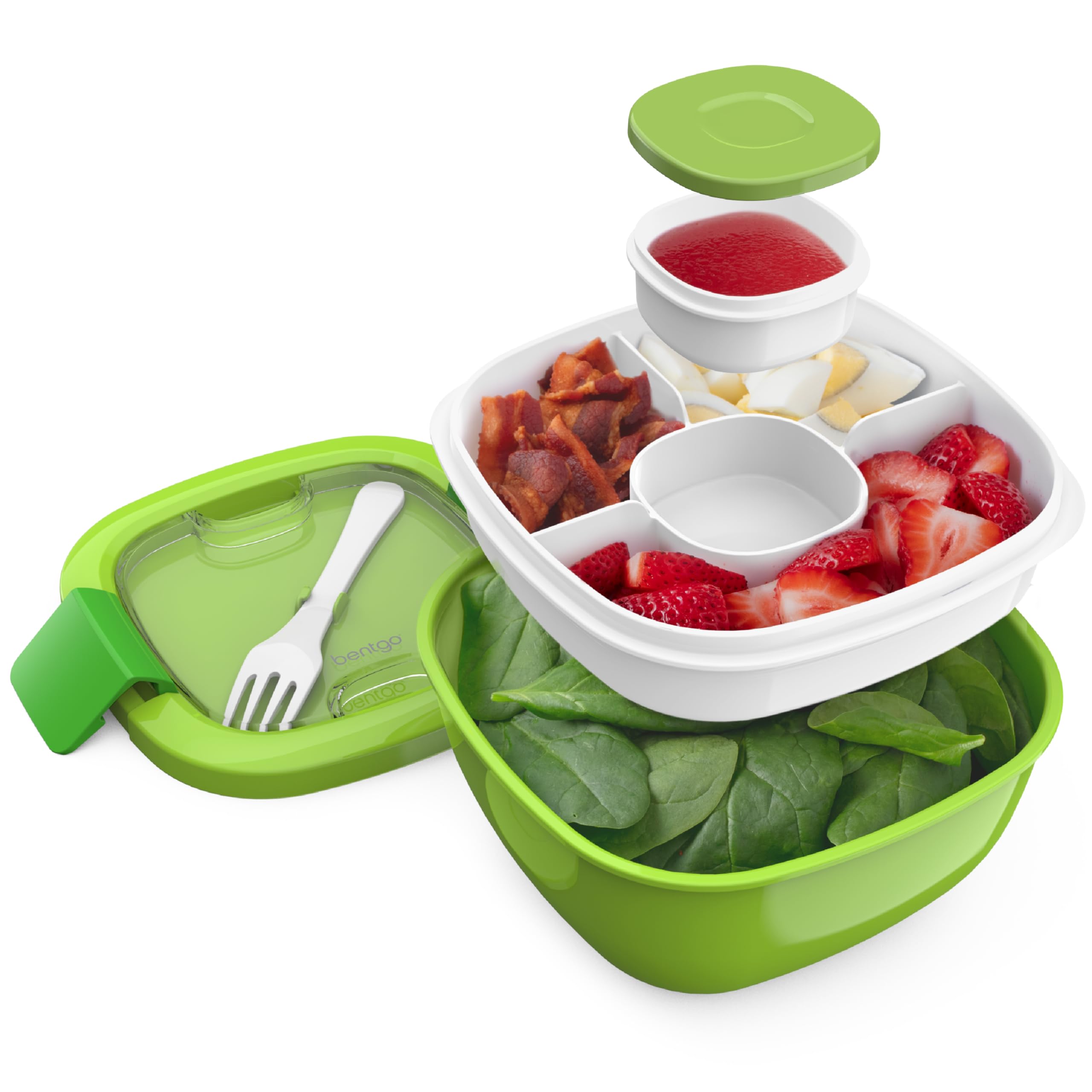Foto 2 pulgar | Recipiente Para Ensalada Bentgo De 1600 Ml Con Bandeja De 4 Compartimentos - Venta Internacional.