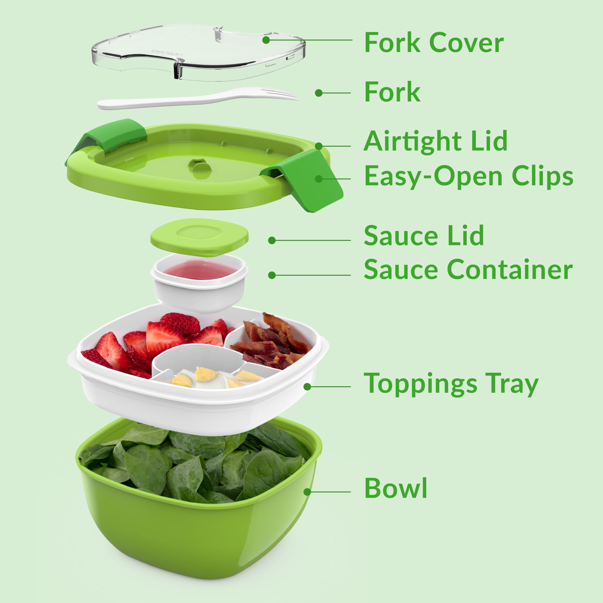 Foto 6 | Recipiente Para Ensalada Bentgo De 1600 Ml Con Bandeja De 4 Compartimentos - Venta Internacional.