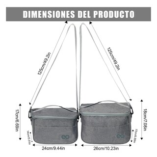Foto 2 | 2pcs Lonchera Térmica Correa Hombro Almuerzo Eo Safe Imports Esi-19522 Gris
