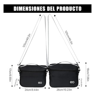 Foto 2 | 2pcs Lonchera Térmica Correa Hombro Almuerzo Eo Safe Imports Esi-19523 Negro