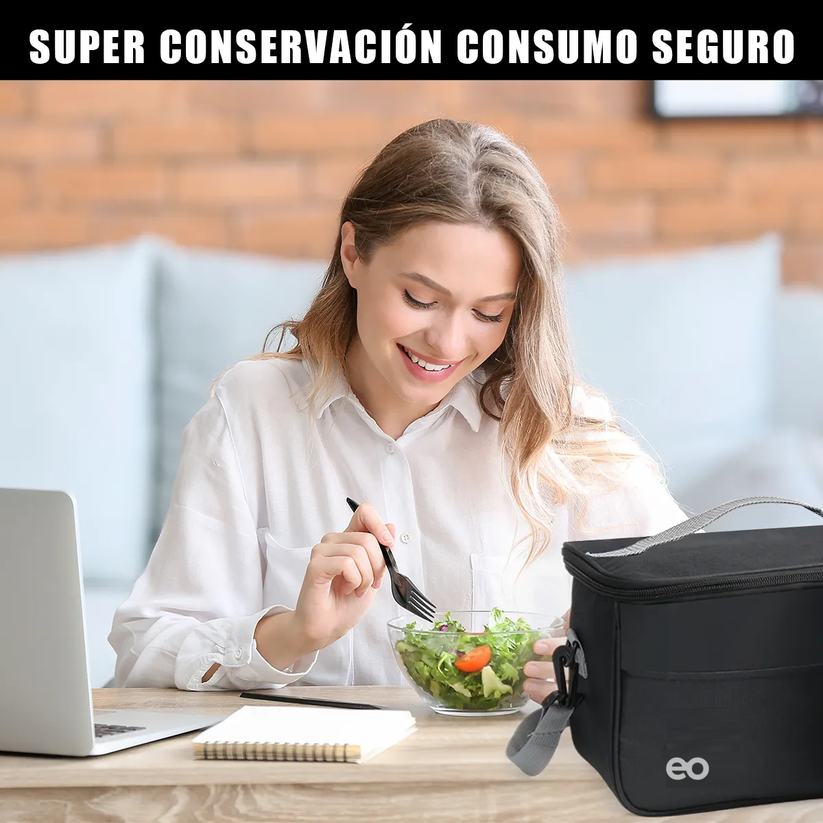 Foto 4 | 2pcs Lonchera Térmica Correa Hombro Almuerzo  Eo Safe Imports Esi-19523 Negro