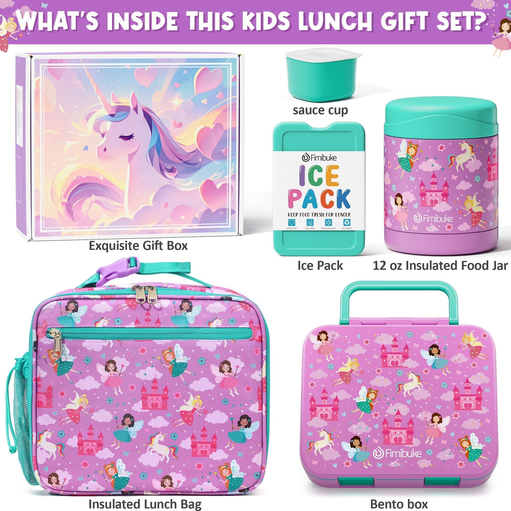 Foto 2 | Set De Loncheras Fimibuke Kids Bento Box Con Termo Para Comida - Venta Internacional.