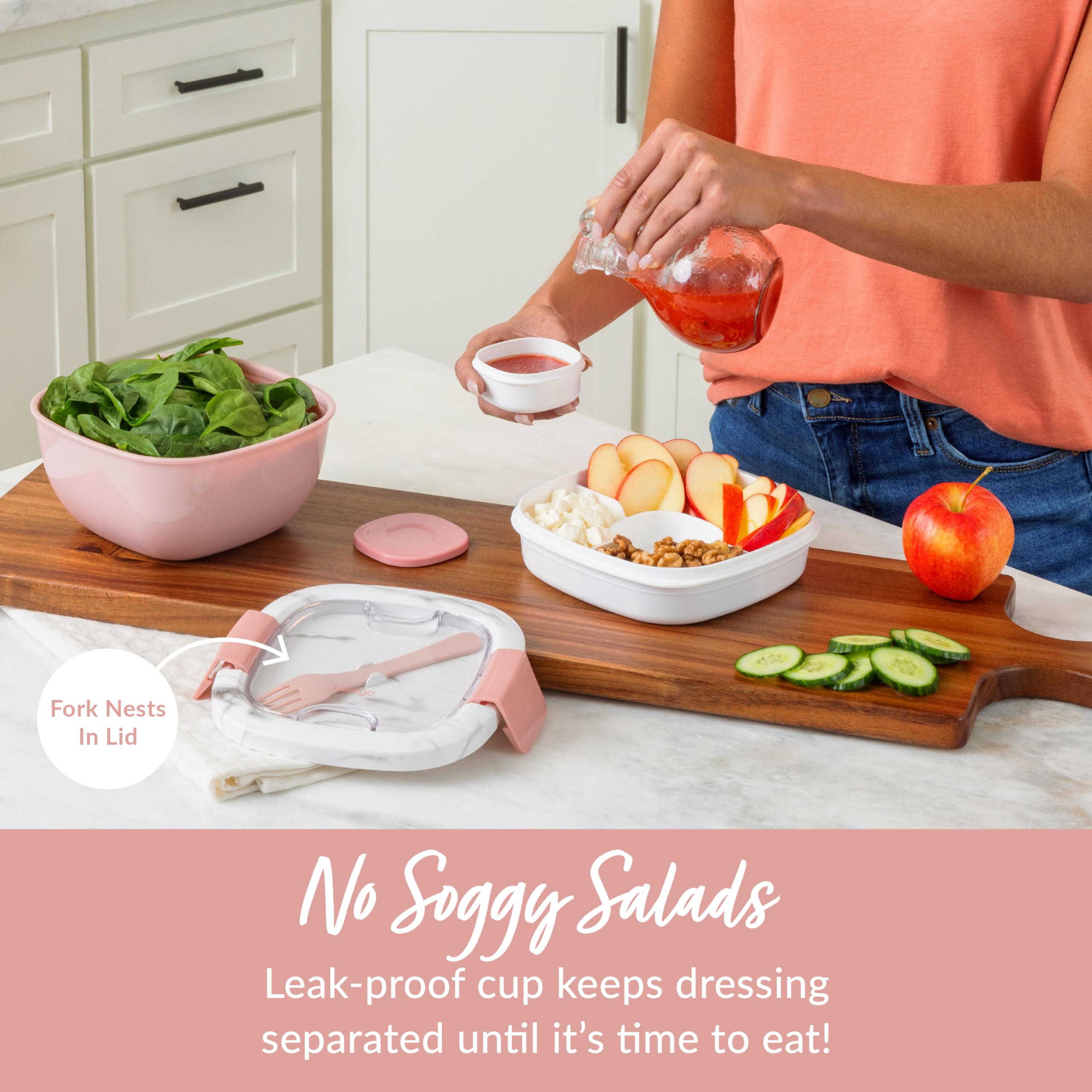 Foto 5 pulgar | Recipiente Para Ensaladas Bentgo, Todo En Uno, Grande, Con Recipiente Para Salsas Y Tenedor - Venta Internacional.