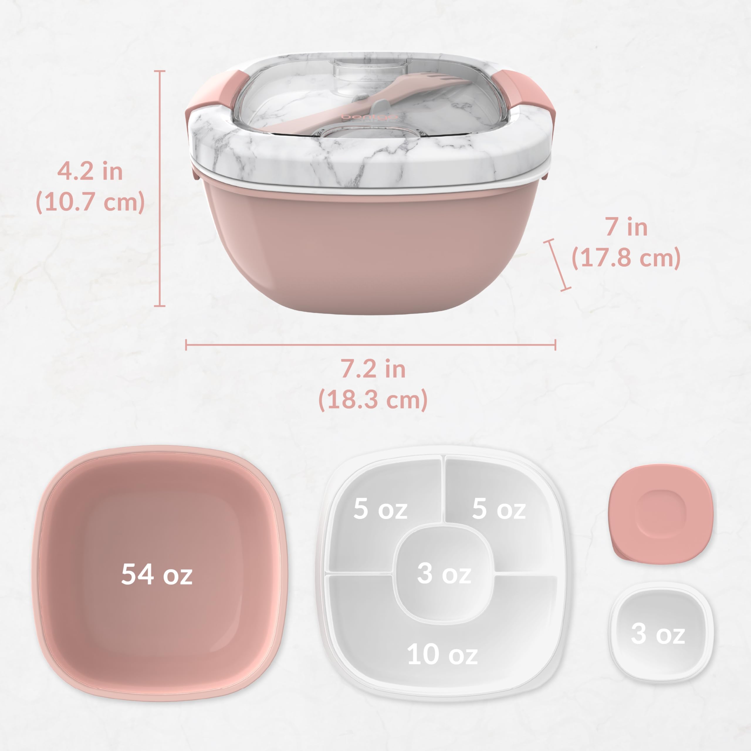 Foto 8 pulgar | Recipiente Para Ensaladas Bentgo, Todo En Uno, Grande, Con Recipiente Para Salsas Y Tenedor - Venta Internacional.