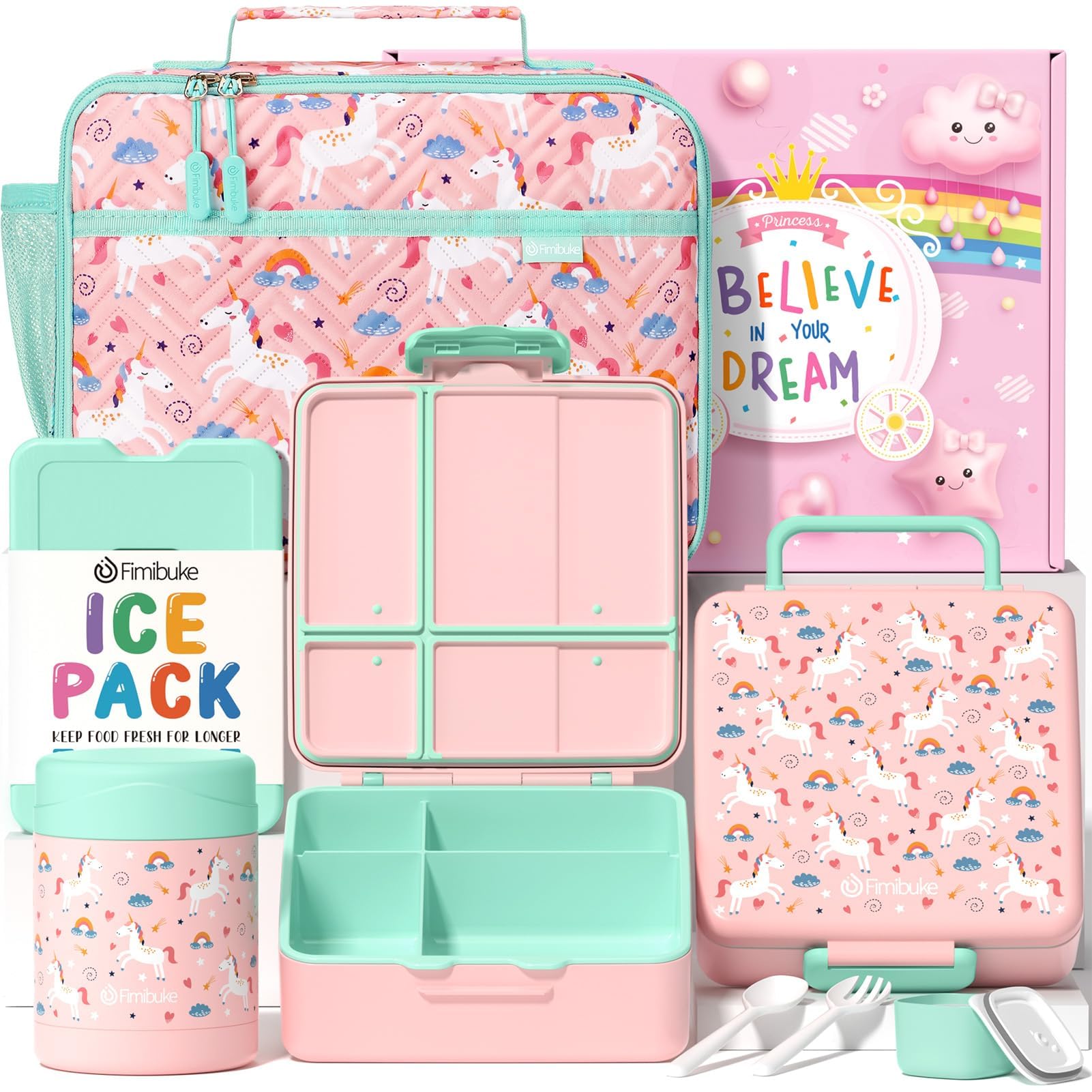 Foto 2 pulgar | Set De Loncheras Fimibuke Kids Bento Con Bolsa, Termo Y Utensilios - Venta Internacional.