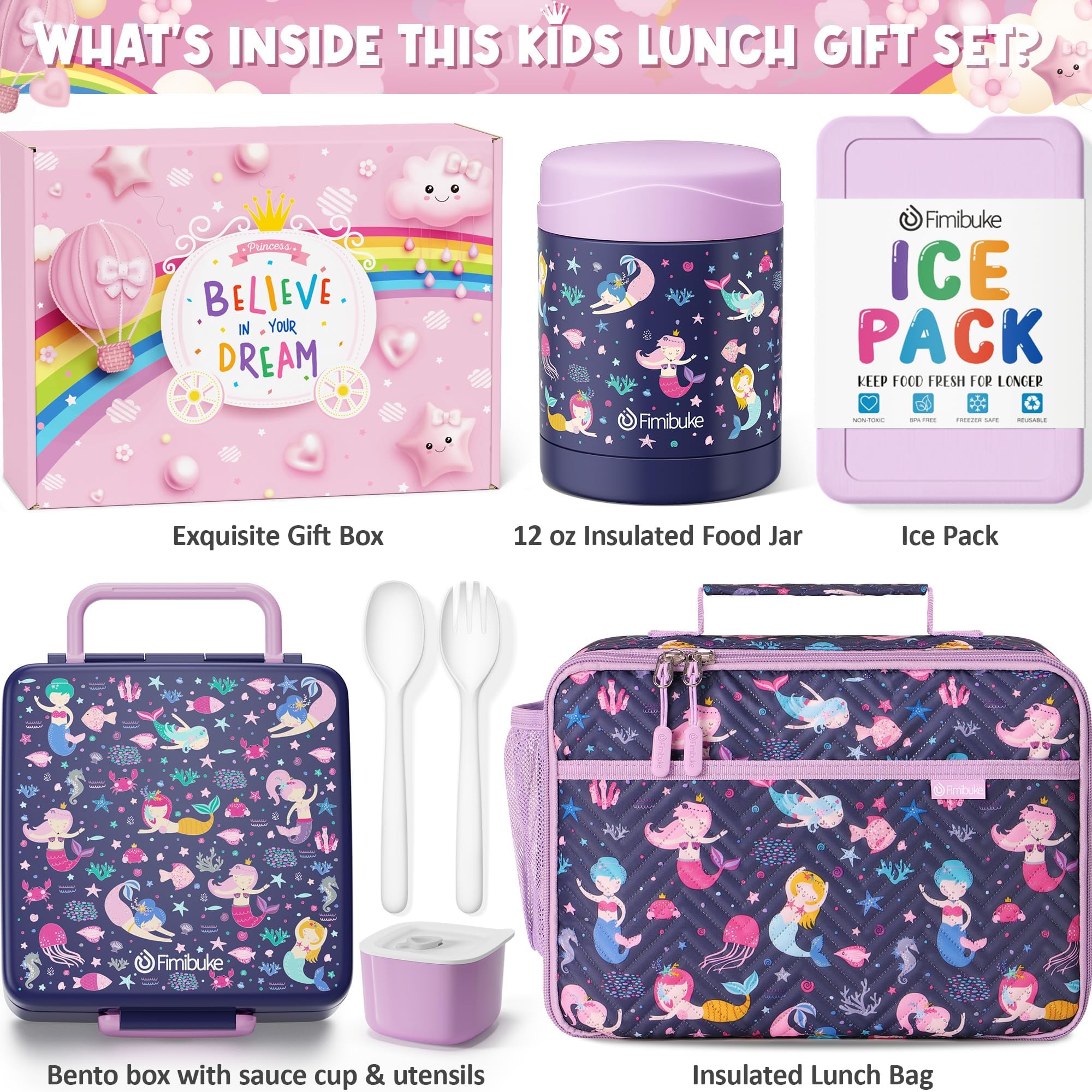 Foto 3 pulgar | Set De Loncheras Fimibuke Kids Bento Con Termo Y Bolsa Aislante - Venta Internacional.