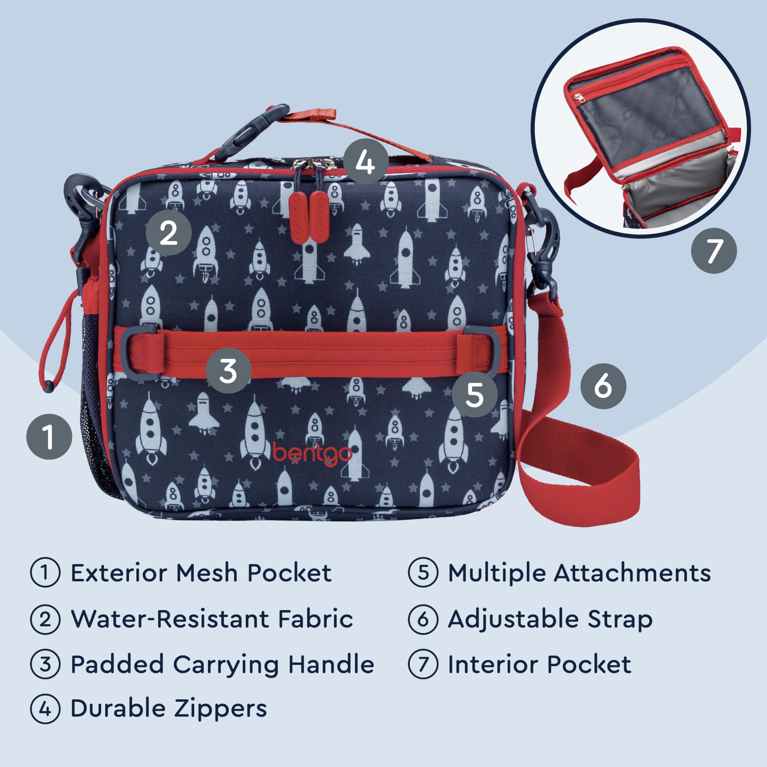 Foto 5 pulgar | Bolsa De Almuerzo Bentgo Kids Duradera Con Doble Aislamiento Con Estampado De Cohetes - Venta Internacional.