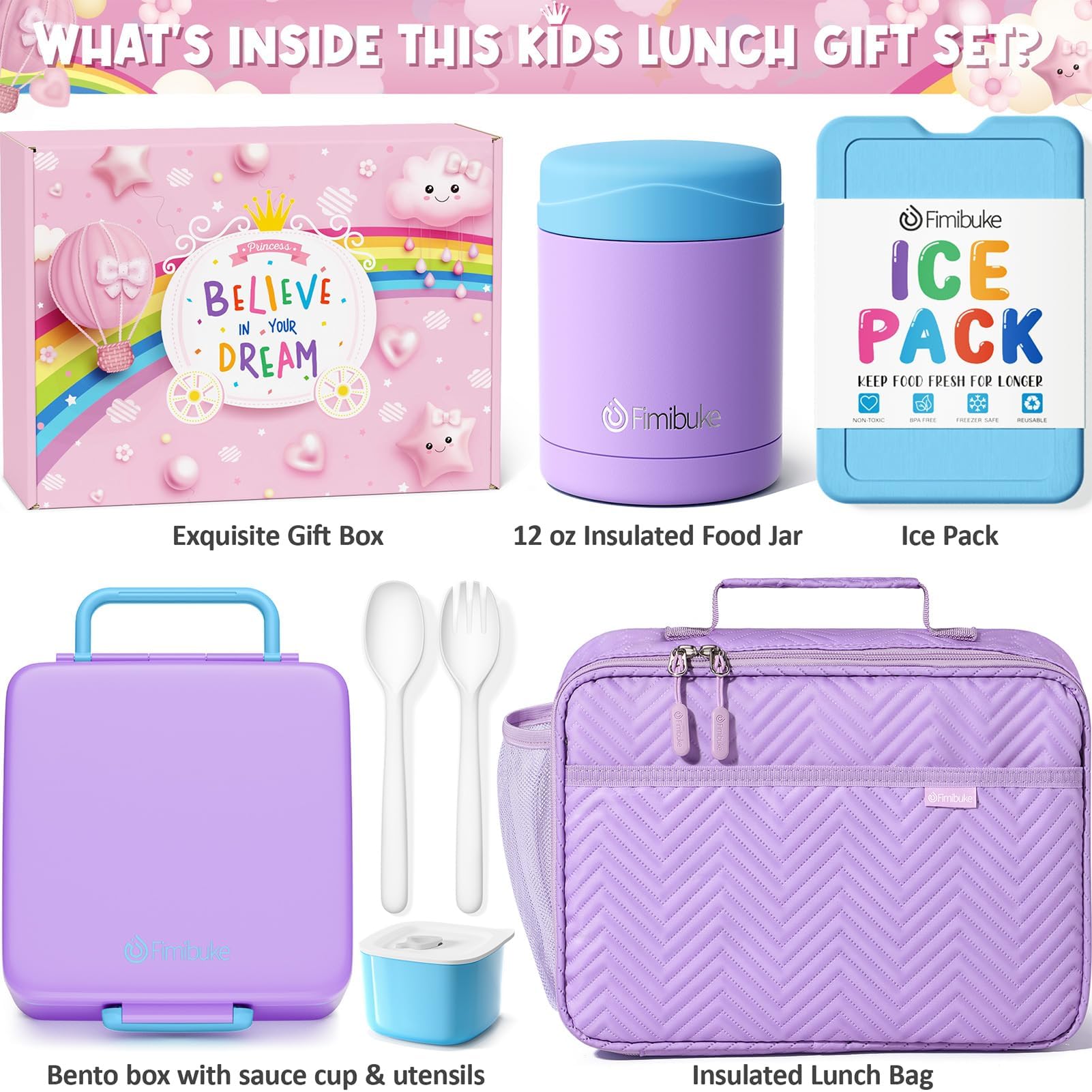 Foto 2 | Lonchera Fimibuke Kids Bento Snack Con Termo De 350 Ml Y Bolsa - Venta Internacional.