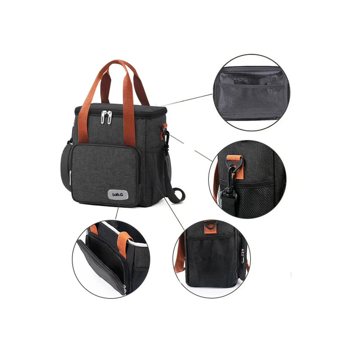 Foto 4 | Lonchera Escolar  Oficina Térmica De Gran Capacidad Con Correas Marron Lab.g Negro