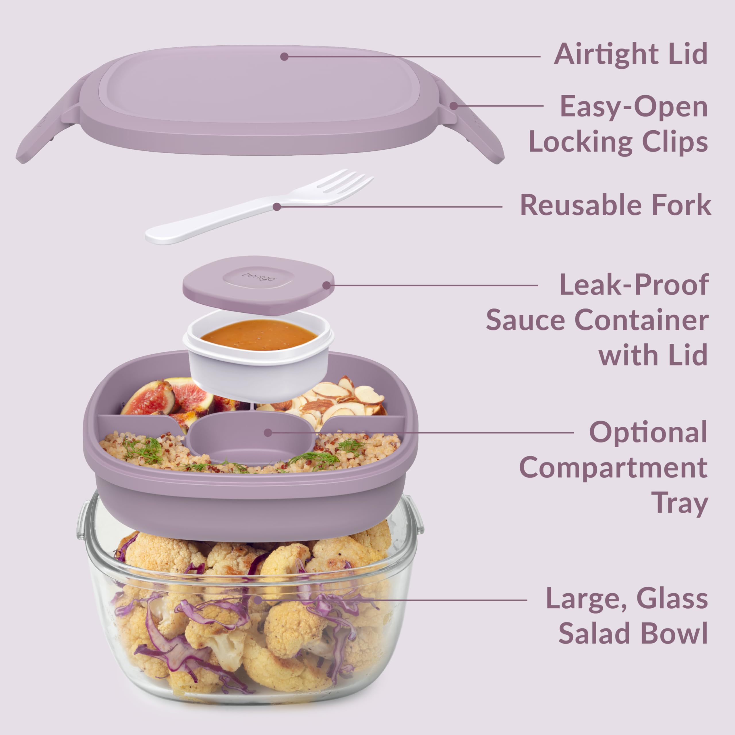 Foto 5 | Ensaladera Bentgo Glass  Todo En Uno  Grande  1800 Ml  Con Acceso - Venta Internacional.