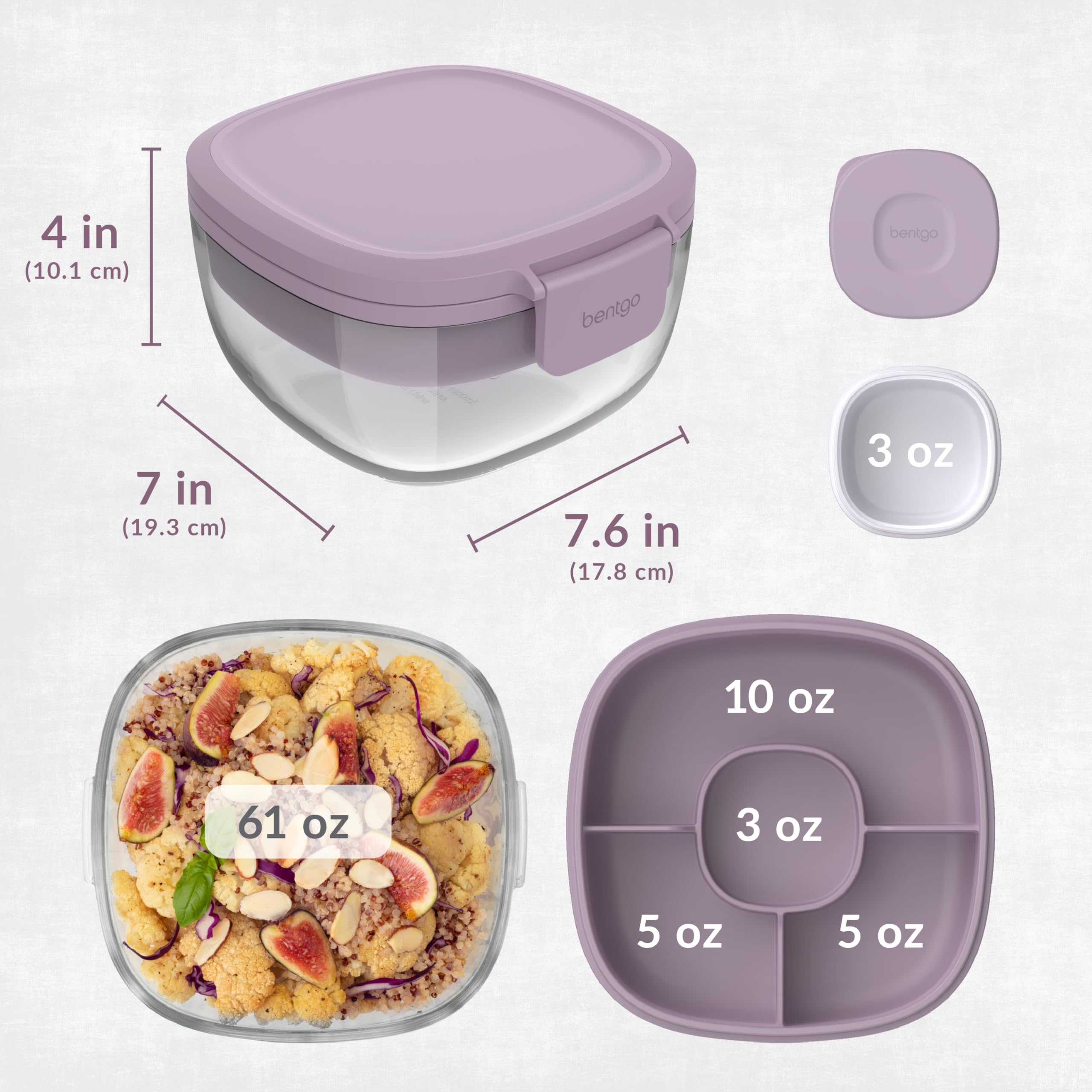 Foto 6 | Ensaladera Bentgo Glass  Todo En Uno  Grande  1800 Ml  Con Acceso - Venta Internacional.