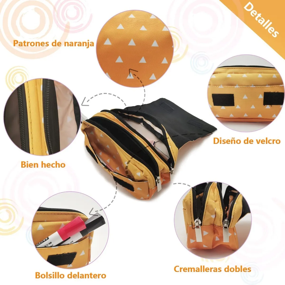 Foto 4 pulgar | Lapicera Anaranjada Con Triangulos