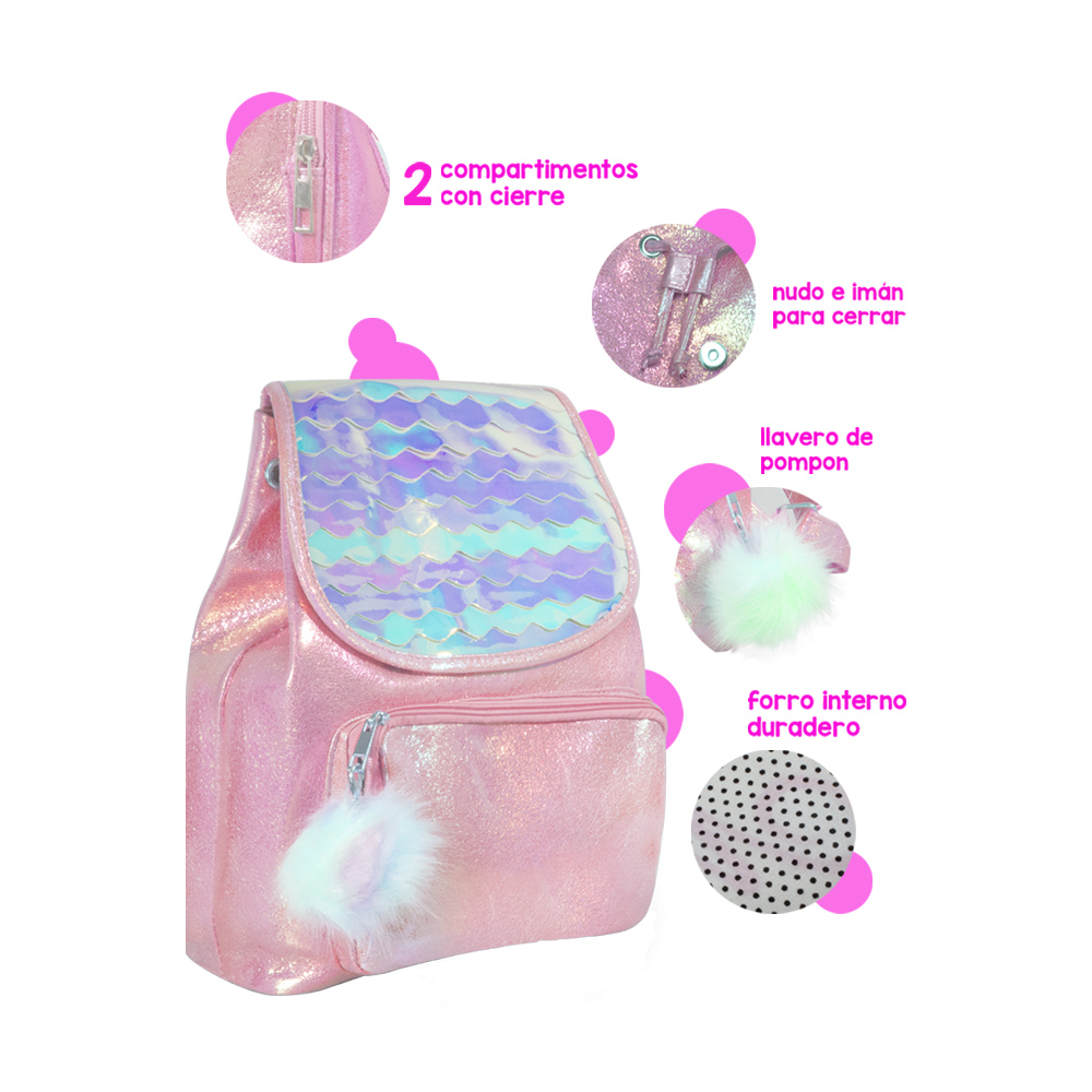Foto 2 | Mochila Importadora La Merced FA-1105-RS color Rosa Tornasol