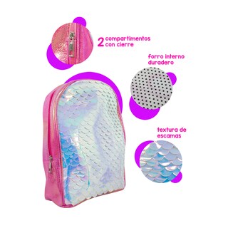 Foto 2 | Mochila Importadora La Merced FA-1108-FU color Rosa Fiusha con Escamas de Sirena