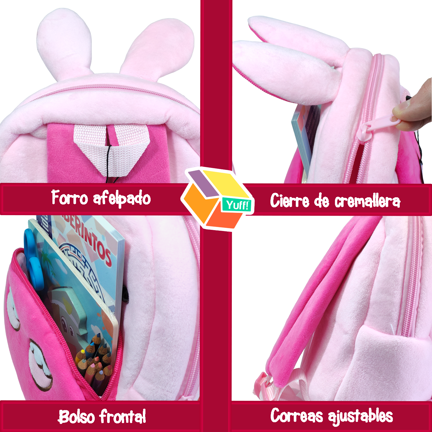 Foto 4 pulgar | Mochila En Forma De Conejo Para Niños Yuff! Backpack color Rosa