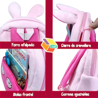 Foto 3 | Mochila En Forma De Conejo Para Niños Yuff! Backpack color Rosa