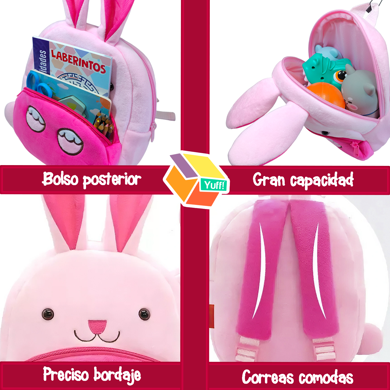 Foto 5 pulgar | Mochila En Forma De Conejo Para Niños Yuff! Backpack color Rosa