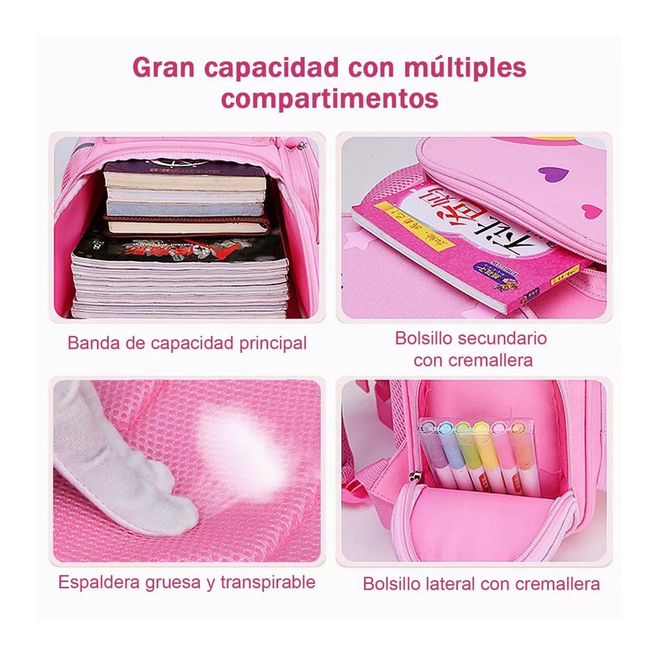 Foto 5 pulgar | Mochila Escolar BELUG Unicornio Rosa para Niña