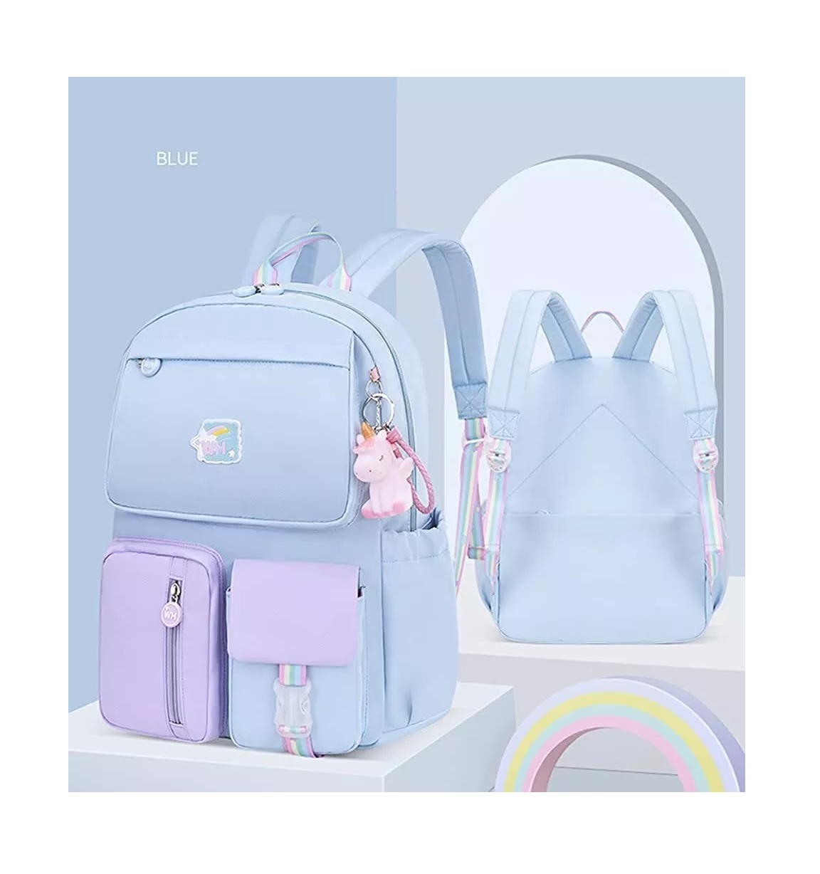 Foto 3 pulgar | Mochila Belug Unicornio color Azul