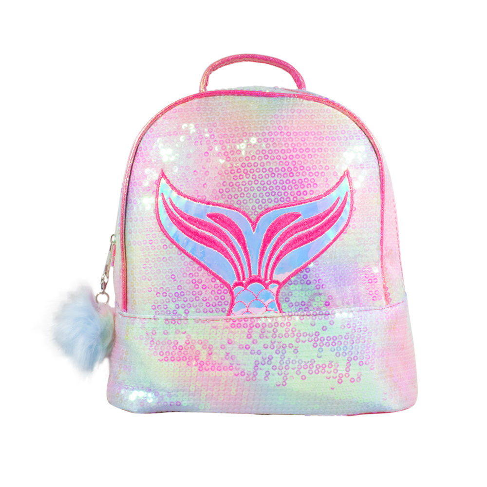 Mochila Infantil de Lentejuelas Diseño de Cola de Sirena Tornasol color Fucsia Importadora La Merced