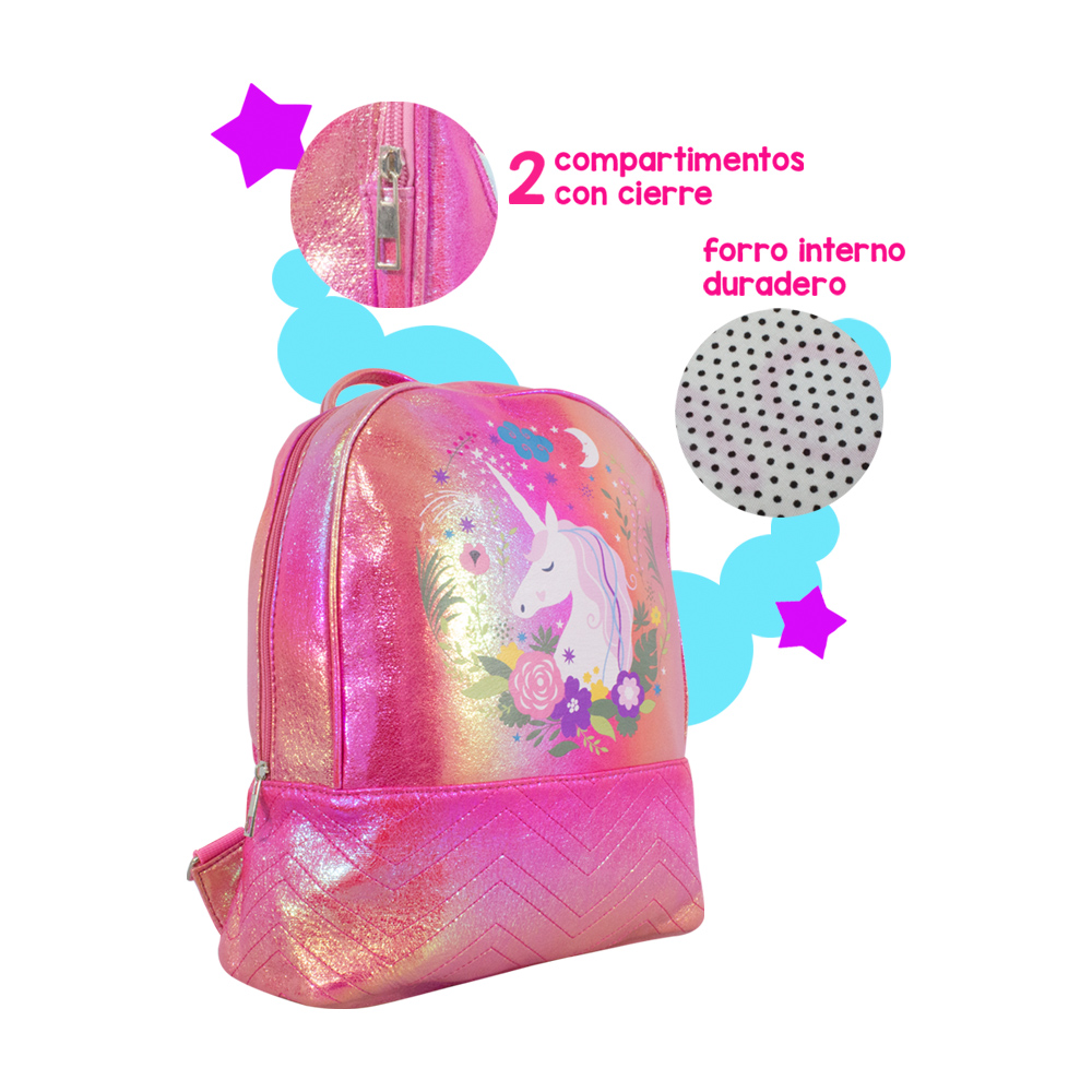 Foto 6 pulgar | Mochila Infantil de Unicornio Tornasol color Fucsia Importadora La Merced