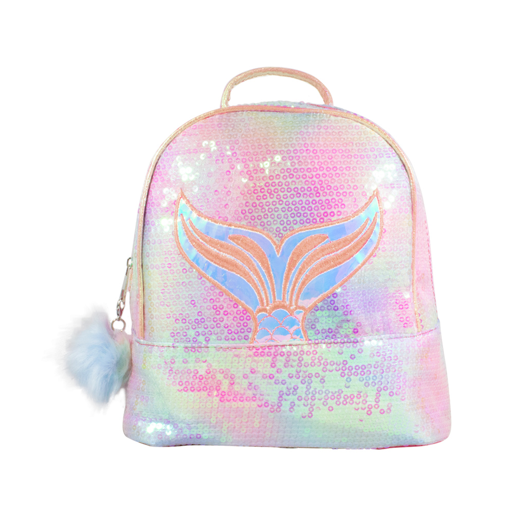 Foto 2 pulgar | Mochila Infantil de Lentejuelas Diseño de Cola de Sirena Tornasol color Rosa Importadora La Merced