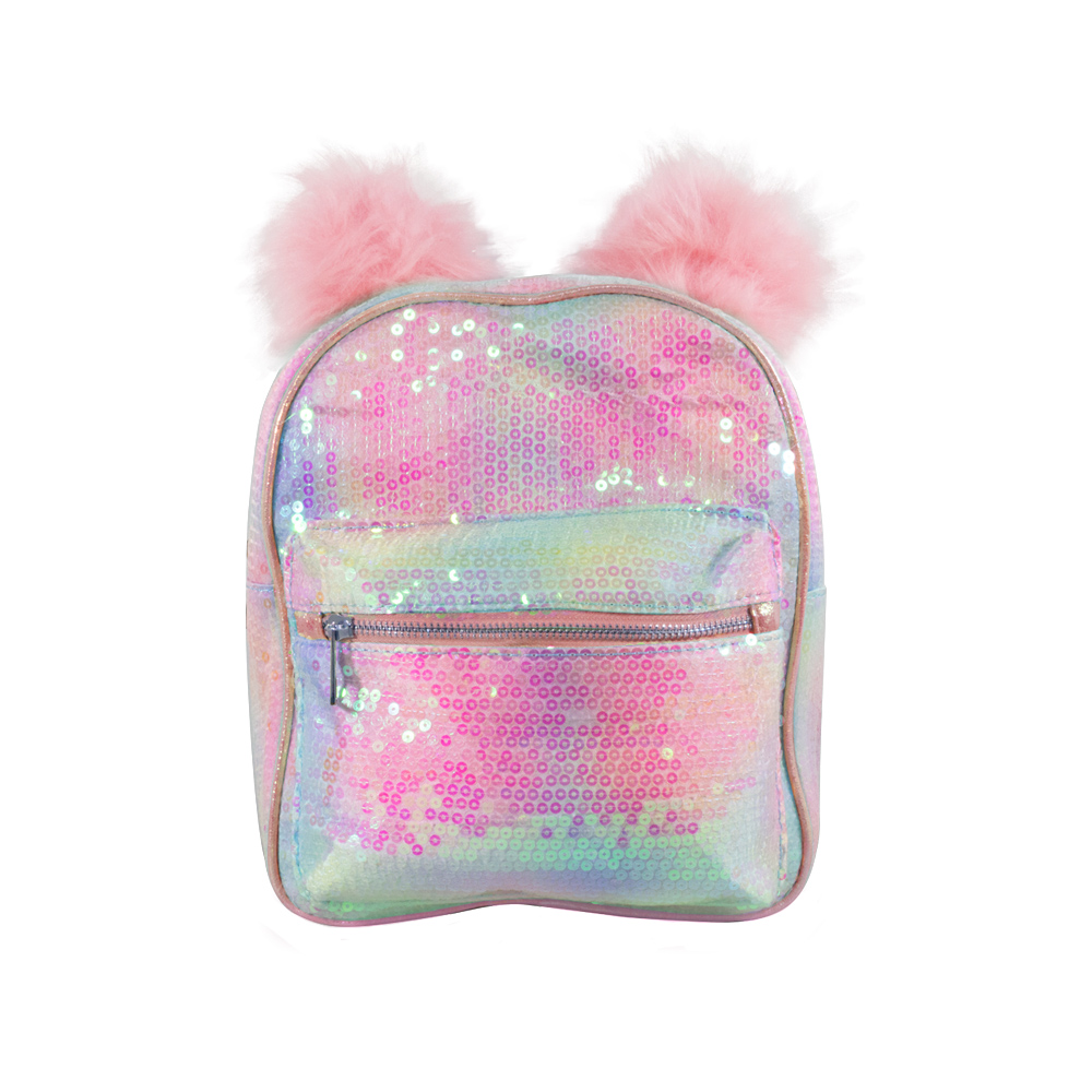 Foto 1 | Mochila Infantil con Lentejuelas Bicolor Pompones color Rosa Importadora La Merced