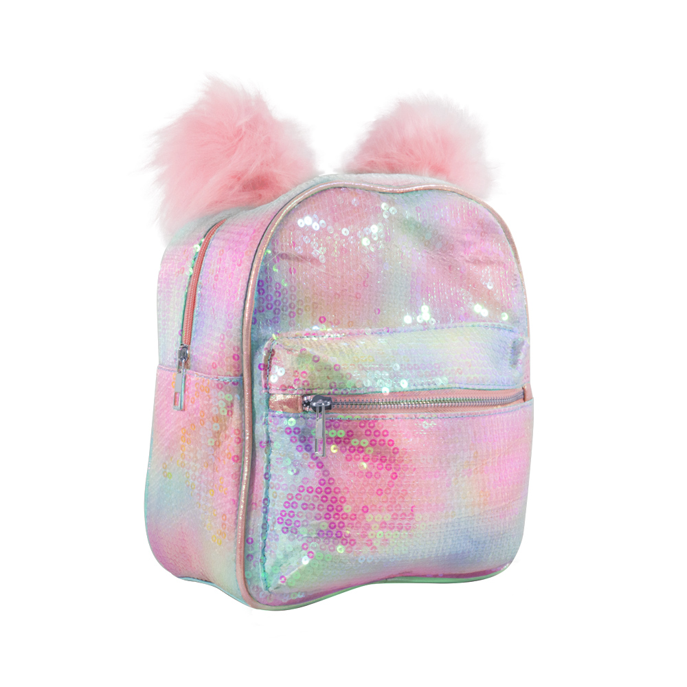 Foto 2 | Mochila Infantil con Lentejuelas Bicolor Pompones color Rosa Importadora La Merced