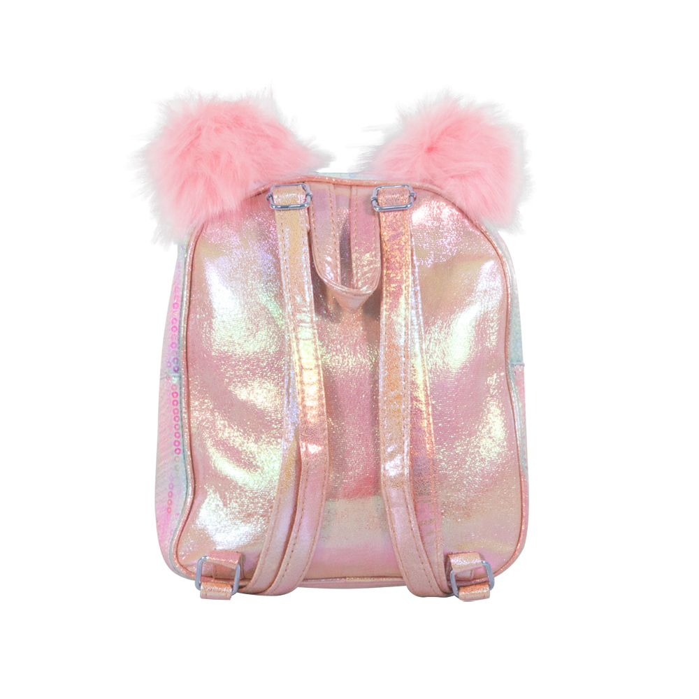 Foto 4 pulgar | Mochila Infantil con Lentejuelas Bicolor Pompones color Rosa Importadora La Merced