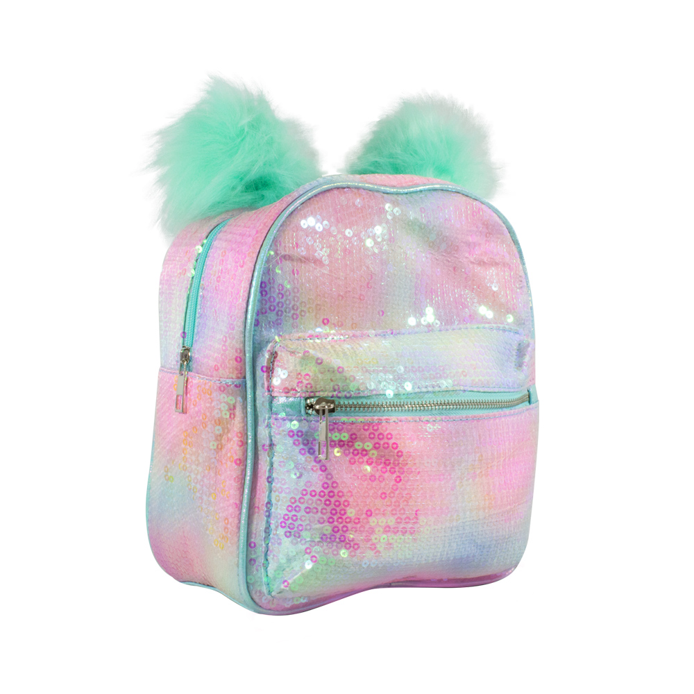 Foto 2 | Mochila Infantil con Lentejuelas Bicolor Pompones color Menta Importadora La Merced