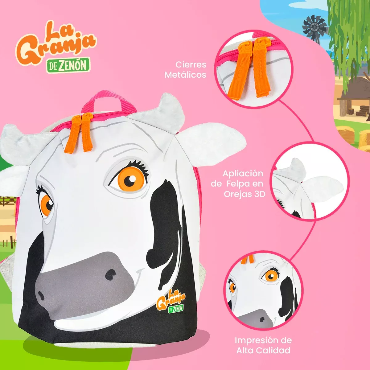 Foto 3 pulgar | Mochila Kinder Preescolar La Vaca Lola La Granja de Zenon Infantil