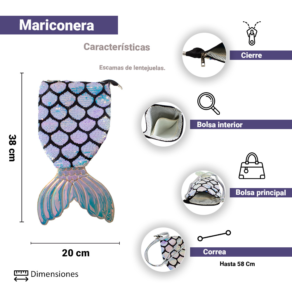 Foto 4 | Kit Mochila + Messenger Importadora La Merced FA-110209-2 Multicolor Diseño Cola de Sirena
