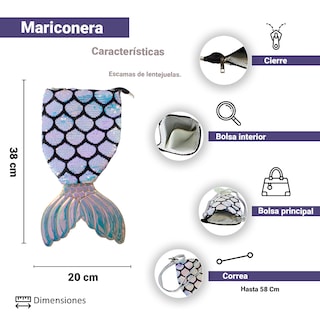 Foto 4 | Kit Mochila + Messenger Importadora La Merced FA-110209-2 Multicolor Diseño Cola de Sirena