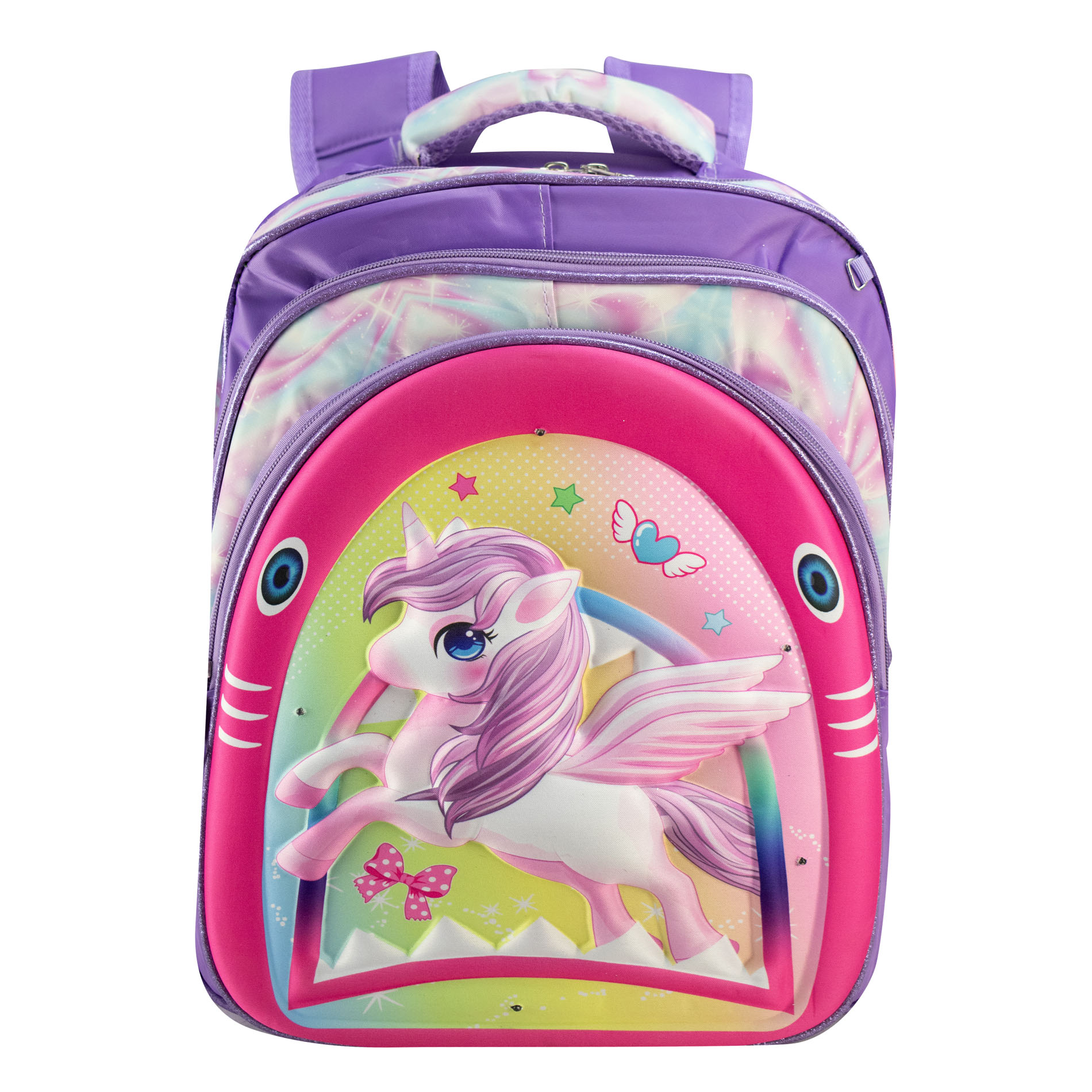 Mochila Unisex Morado  Pegaso Sintetico Trio Escolar C/luz Nueva Imagen