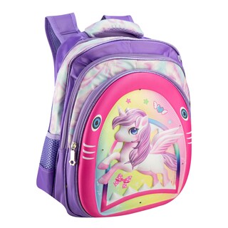 Foto 2 | Mochila Unisex Morado Pegaso Sintetico Trio Escolar C/luz Nueva Imagen