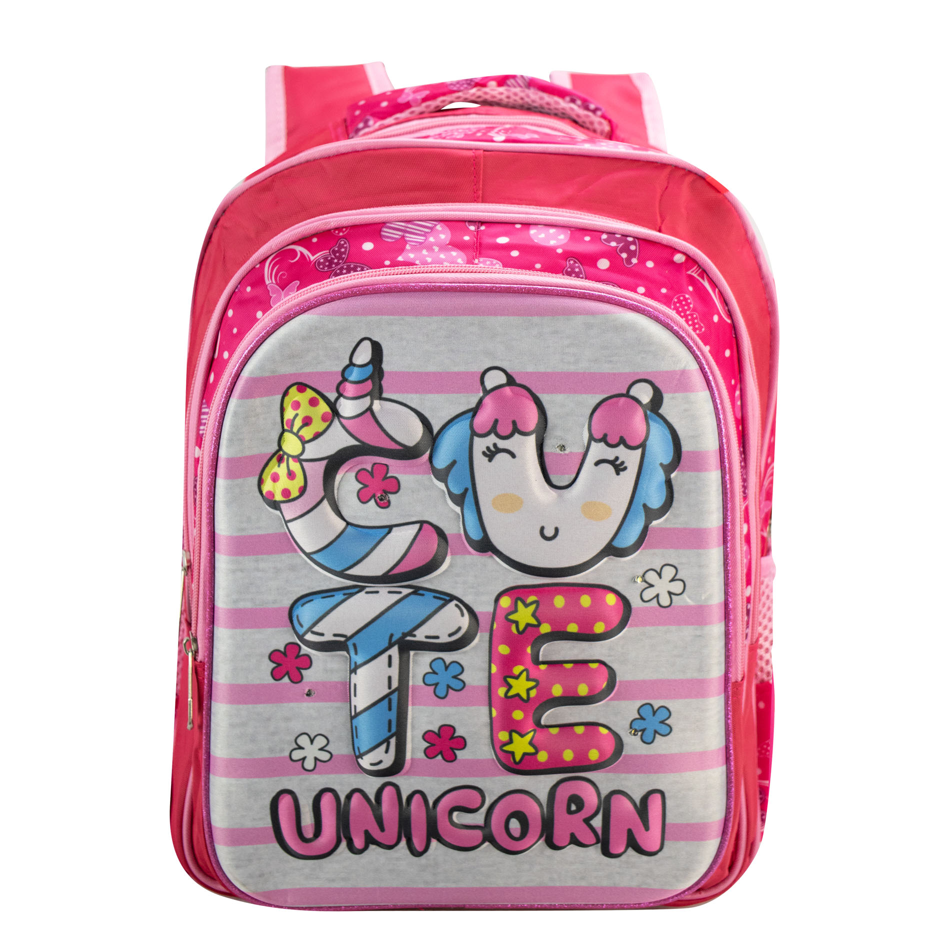 Mochila Unisex Fiusha  Cute Unicorn Sintetico Trio Escolar C/luz Nueva Imagen