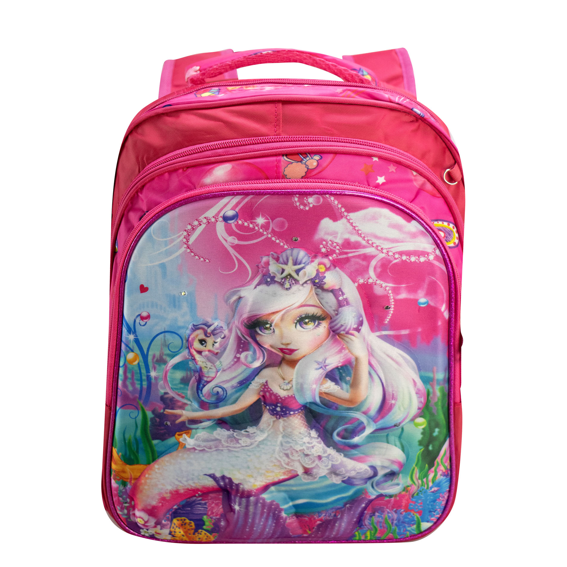 Mochila Unisex Fiusha  Sirena Sintetico Trio Escolar C/luz Nueva Imagen