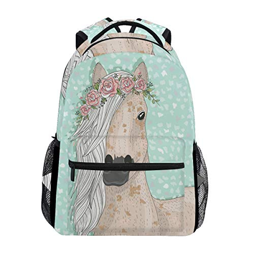 Venta Internacional- Mochilas Escolares de Caballo con Diseño de Flores Azul