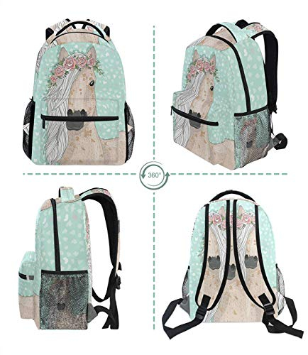 Foto 4 | Venta Internacional- Mochilas Escolares de Caballo con Diseño de Flores Azul