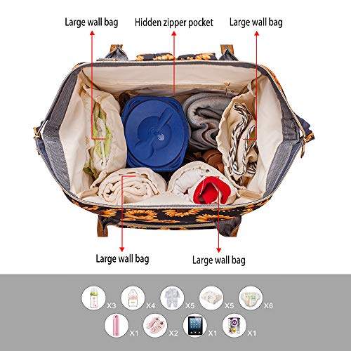 Foto 5 pulgar | Venta Internacional- Mochila Pañalera de Girasol Grande para Mujer