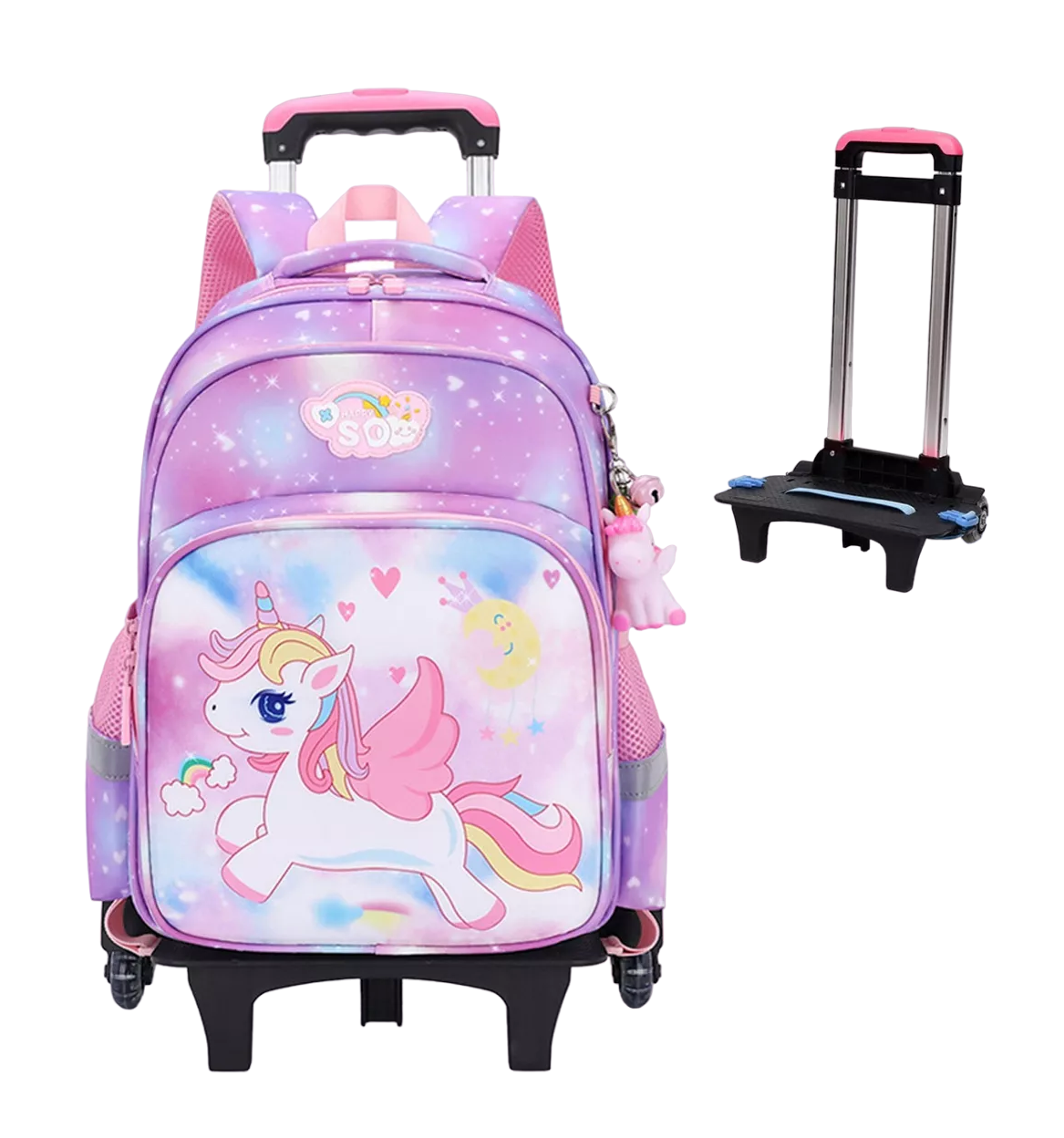 Mochila de Carrito Unicornio Bolsa Primaria de Ruedas color Violeta